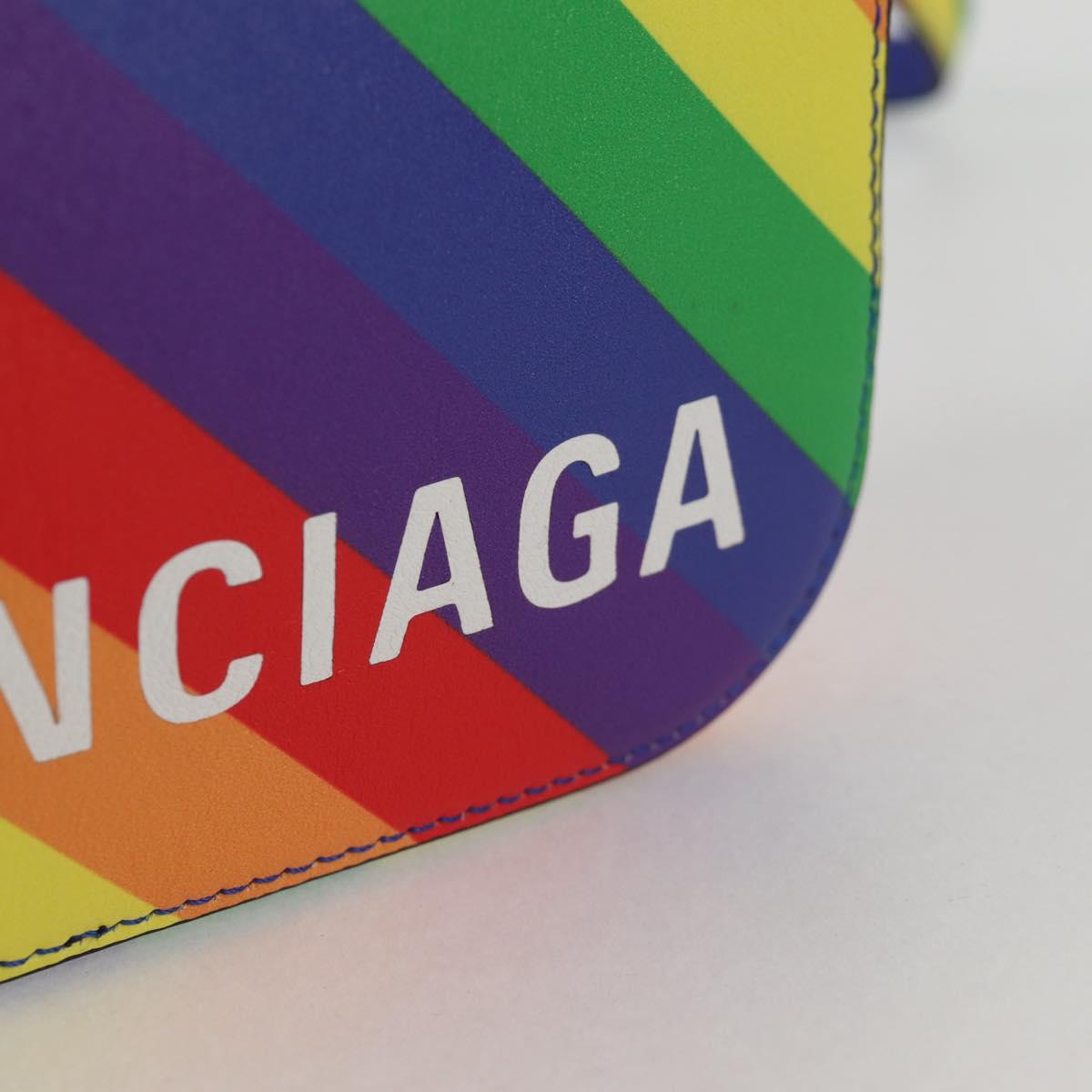 BALENCIAGA Camera bag XS Shoulder Bag Leather Rainbow 558171 Auth 120939M