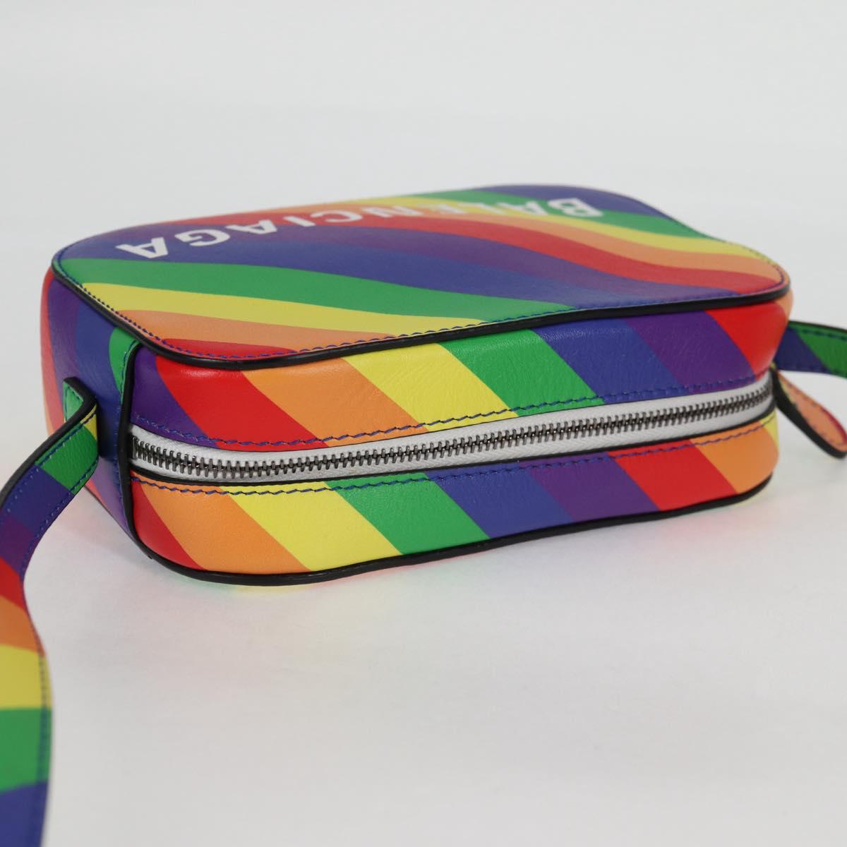 BALENCIAGA Camera bag XS Shoulder Bag Leather Rainbow 558171 Auth 120939SAM