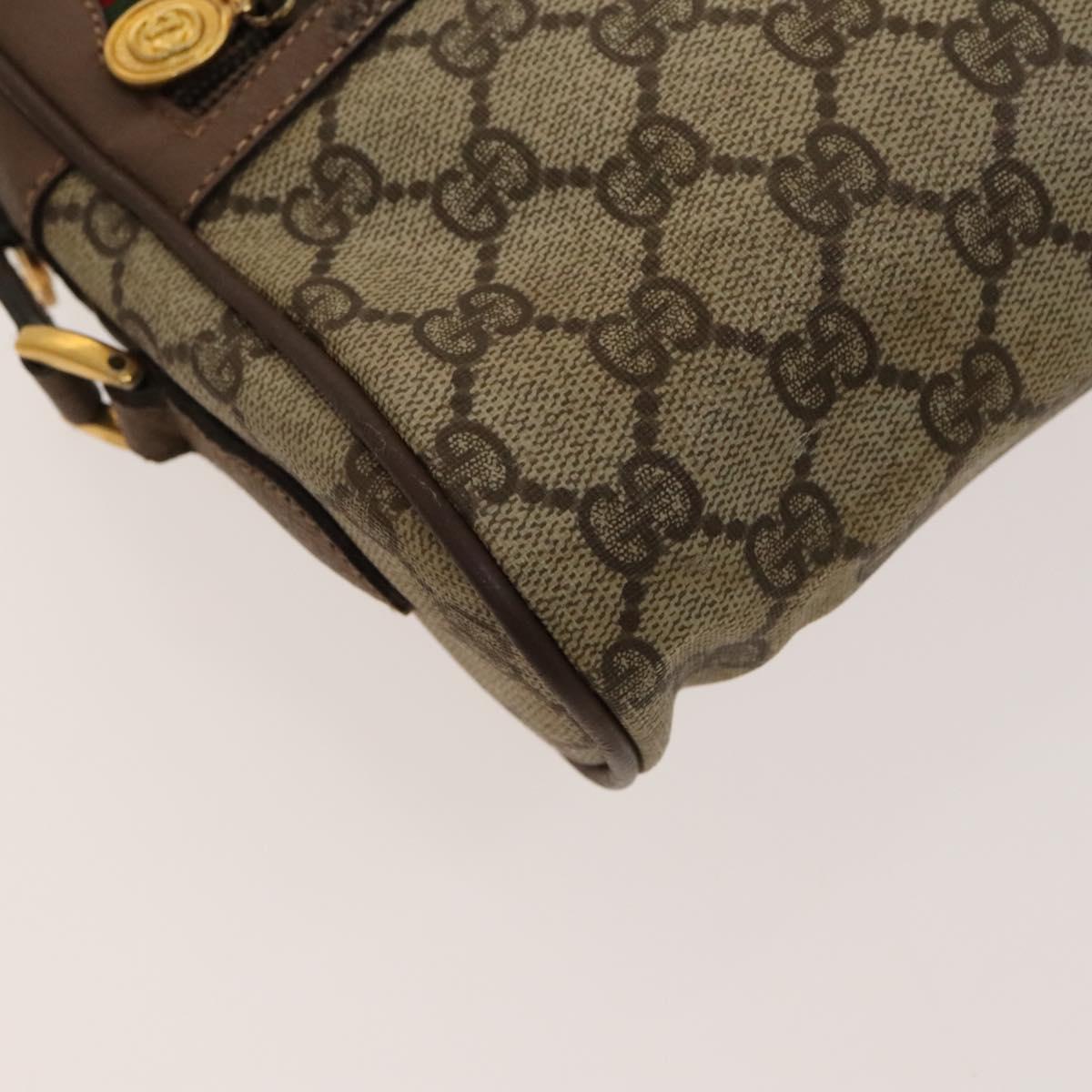 GUCCI GG Supreme Web Sherry Line Bag PVC Beige Gold 001 44 6655 Auth 120942