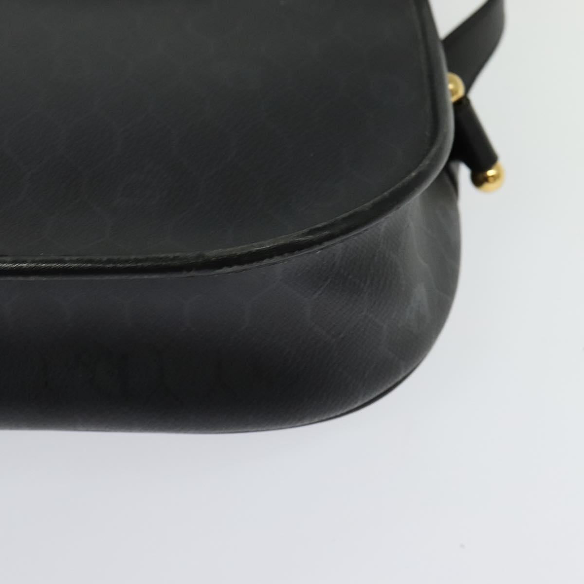 Christian Dior Honeycomb Canvas Shoulder Bag PVC Black Gold Auth 120944