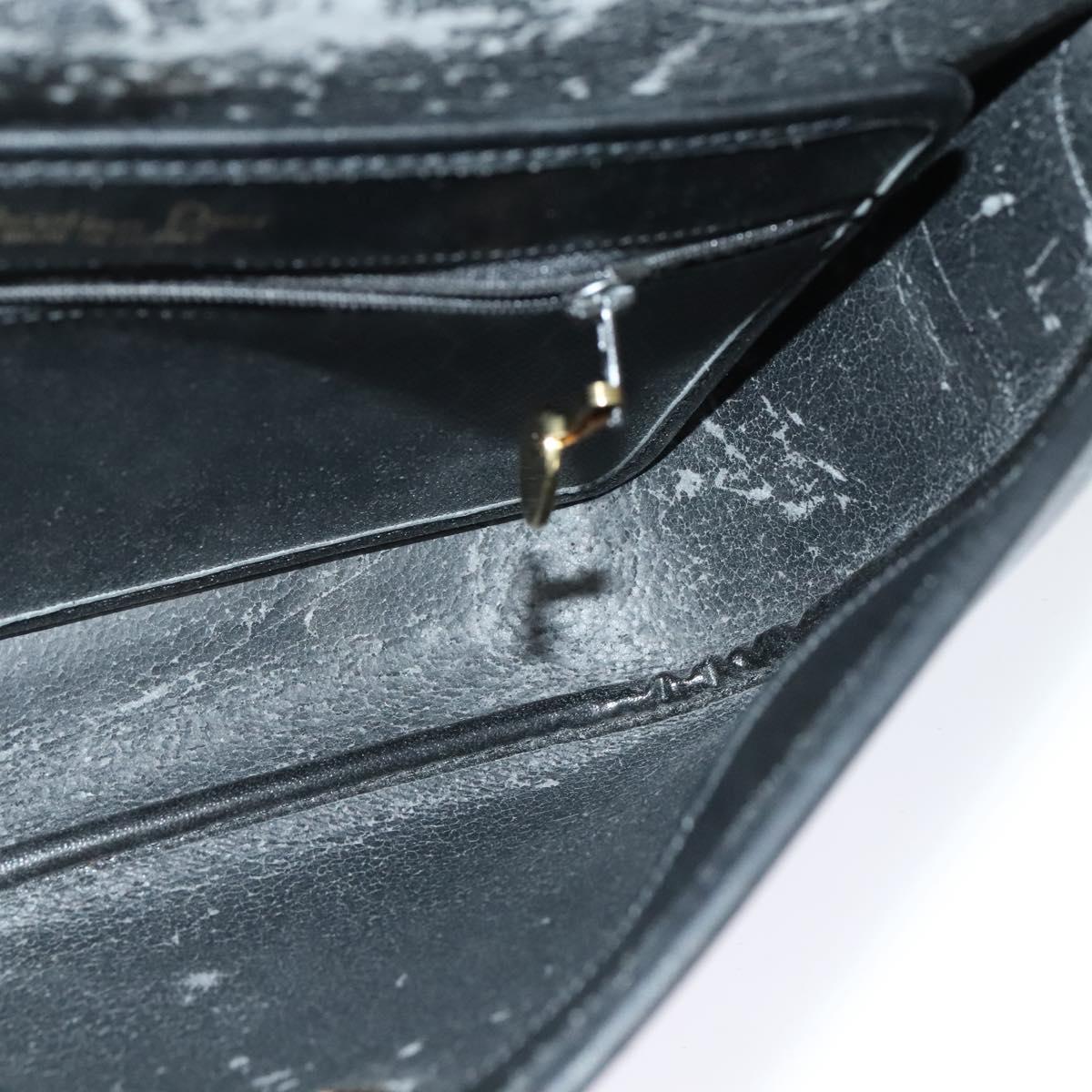 Christian Dior Honeycomb Canvas Shoulder Bag PVC Black Gold Auth 120944