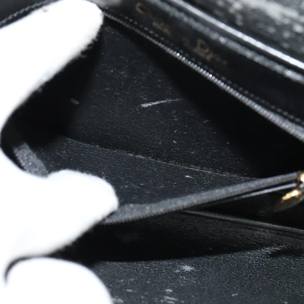 Christian Dior Honeycomb Canvas Shoulder Bag PVC Black Gold Auth 120944