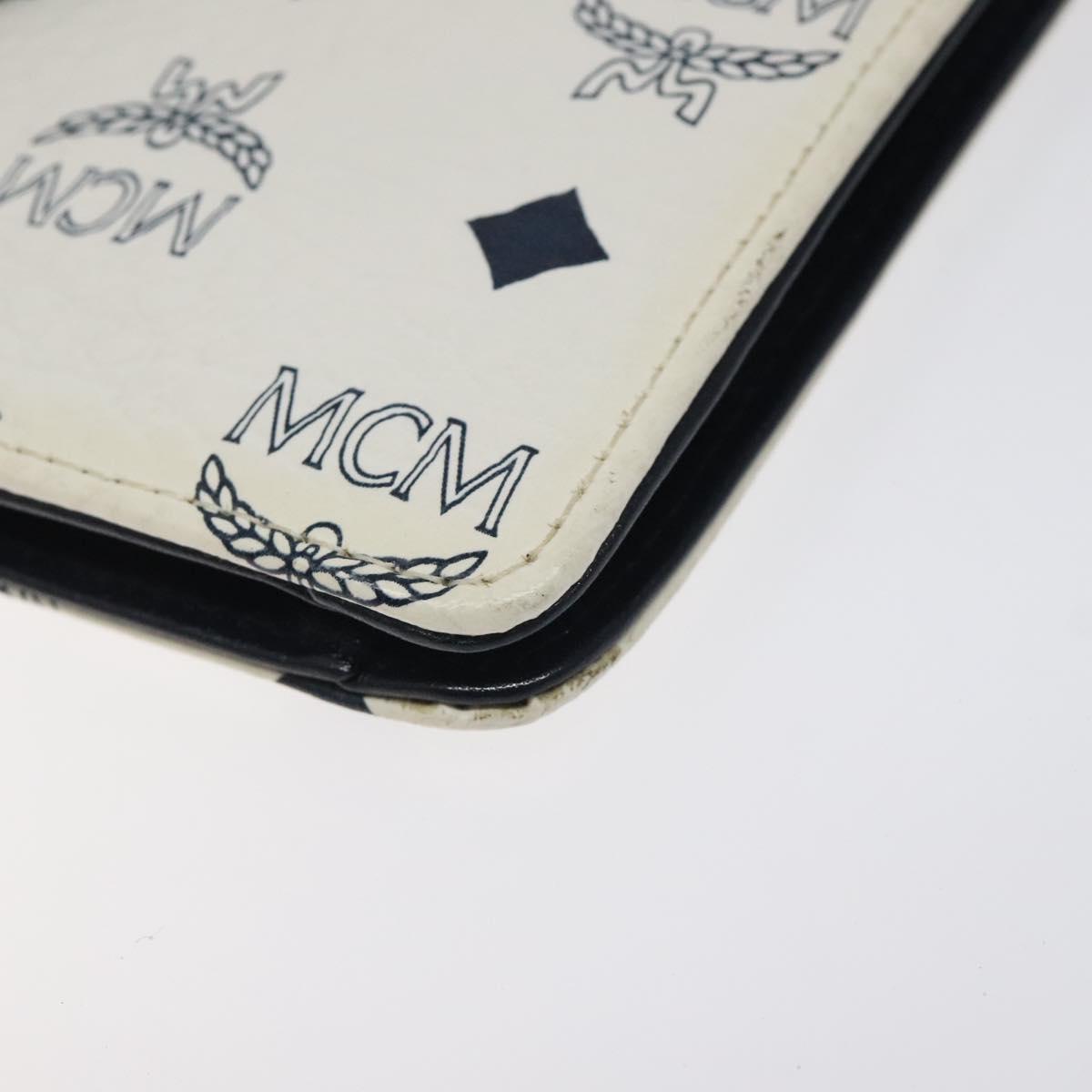 MCM Logogram Vicetos Shoulder Bag PVC Leather White Gold Auth 120950