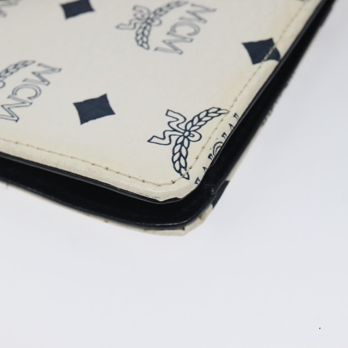 MCM Logogram Vicetos Shoulder Bag PVC Leather White Gold Auth 120950