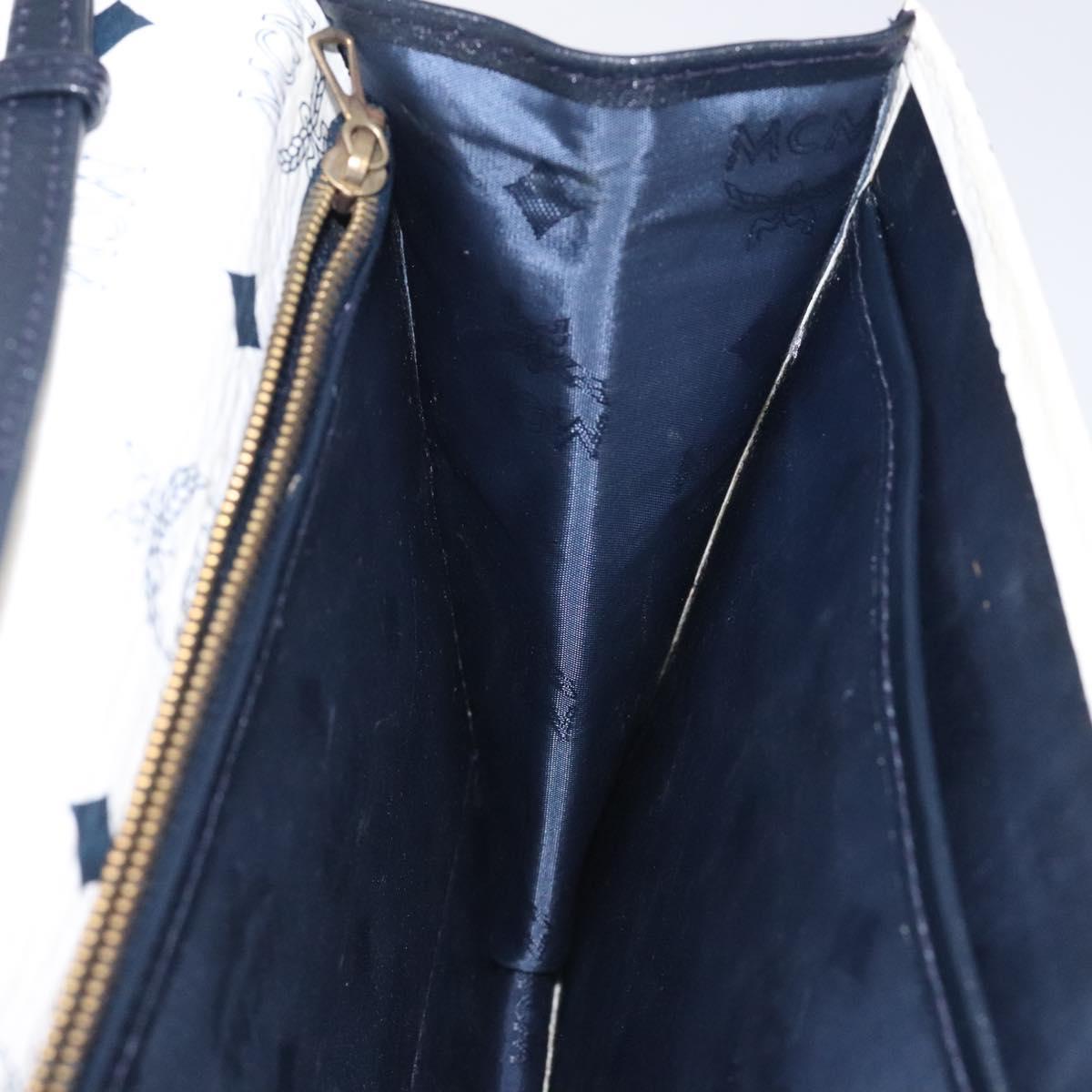 MCM Logogram Vicetos Shoulder Bag PVC Leather White Gold Auth 120950