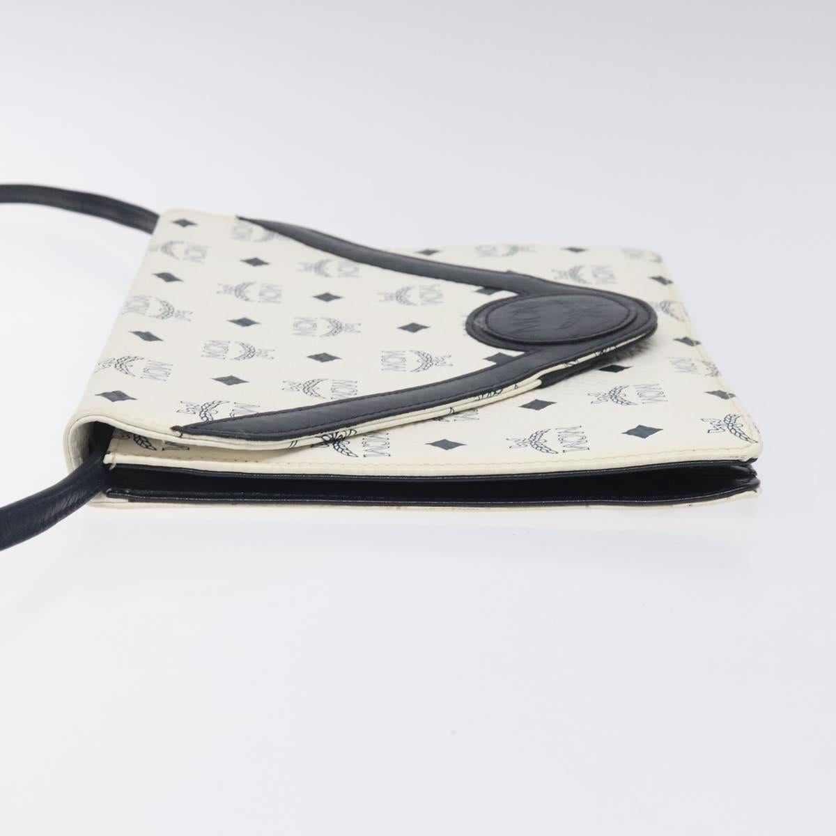 MCM Logogram Vicetos Shoulder Bag PVC Leather White Gold Auth 120950