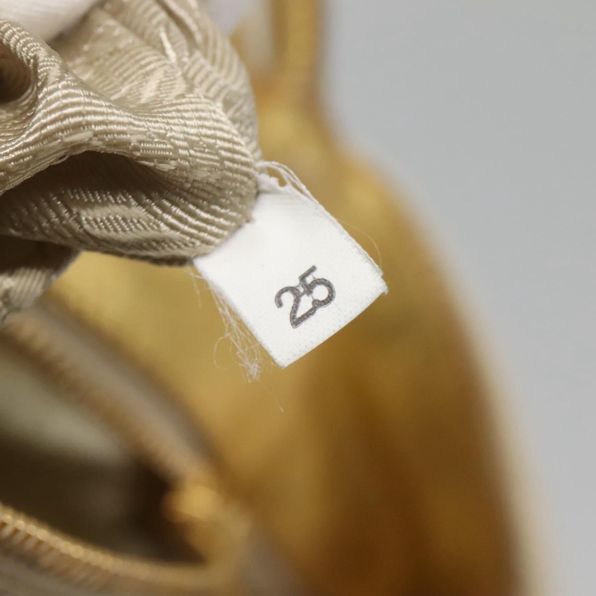 PRADA Hand Bag Nylon White Gold Auth 120951