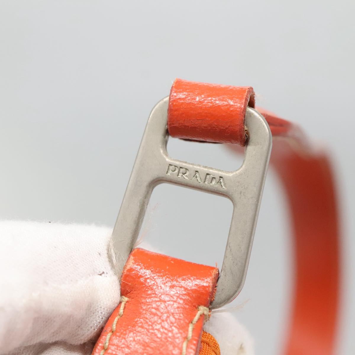 PRADA Shoulder Bag Nylon Orange Silver Auth 120954