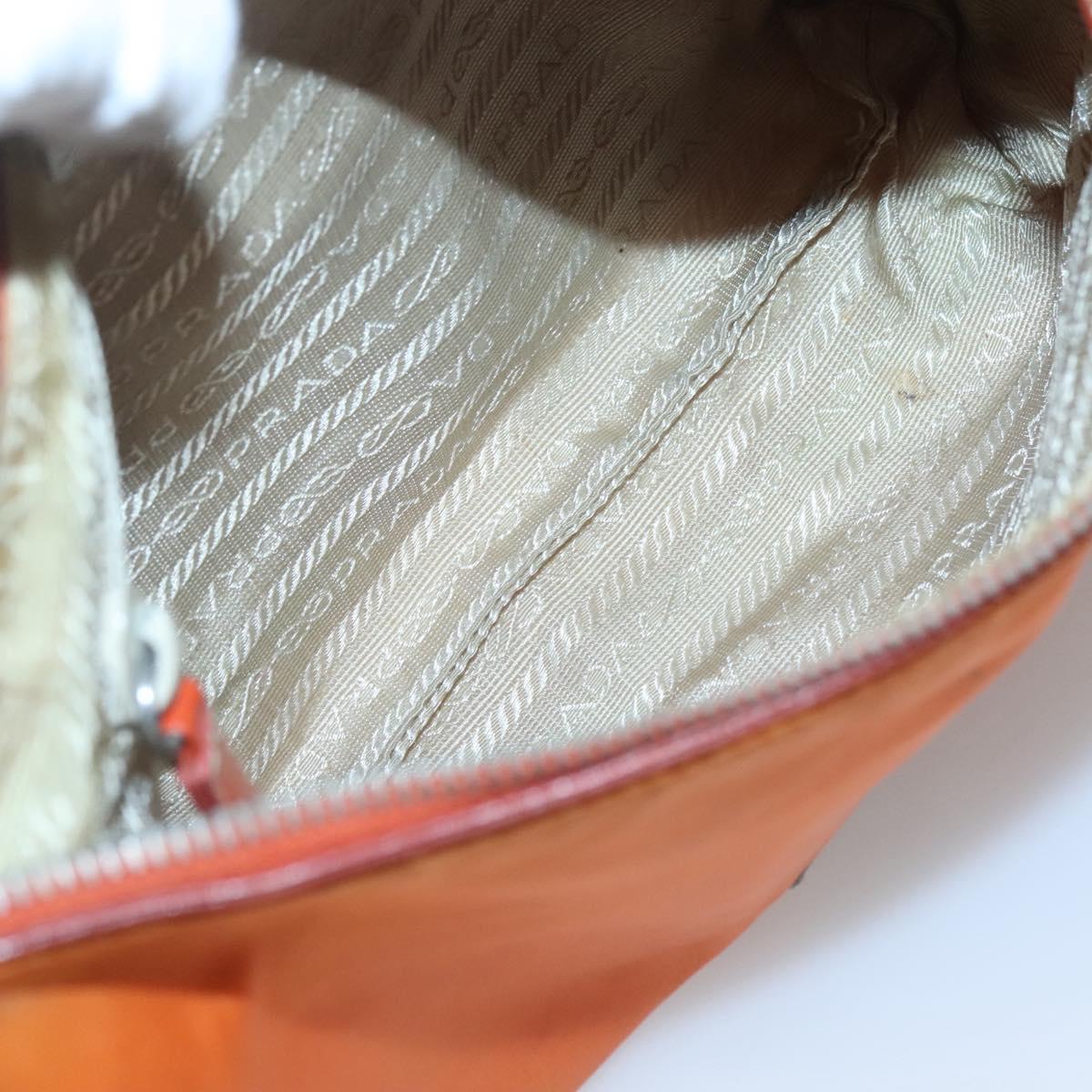 PRADA Shoulder Bag Nylon Orange Silver Auth 120954