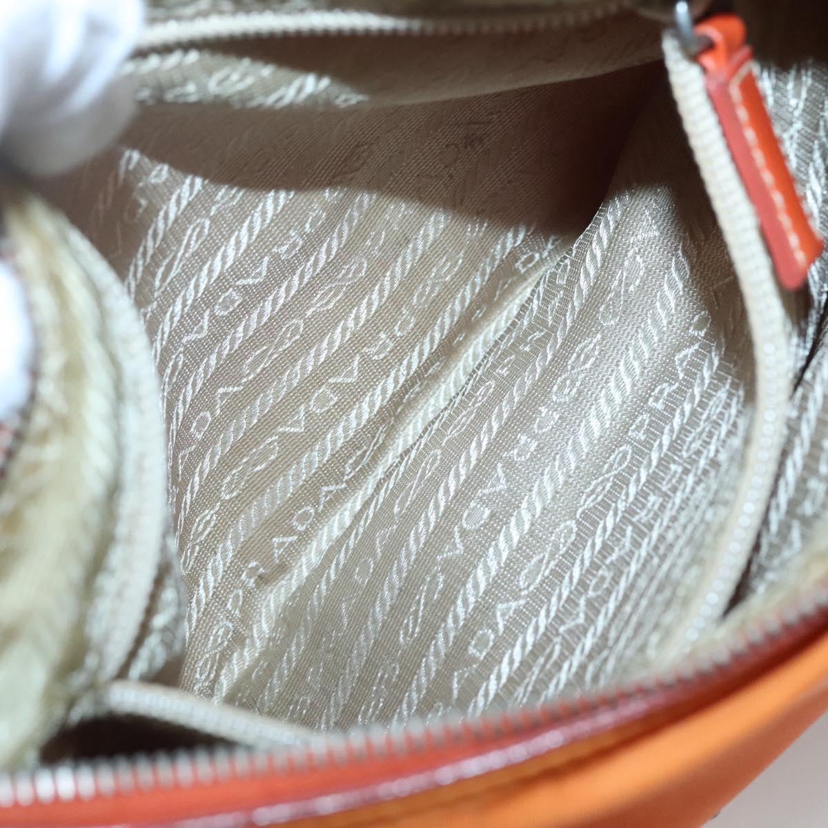 PRADA Shoulder Bag Nylon Orange Silver Auth 120954