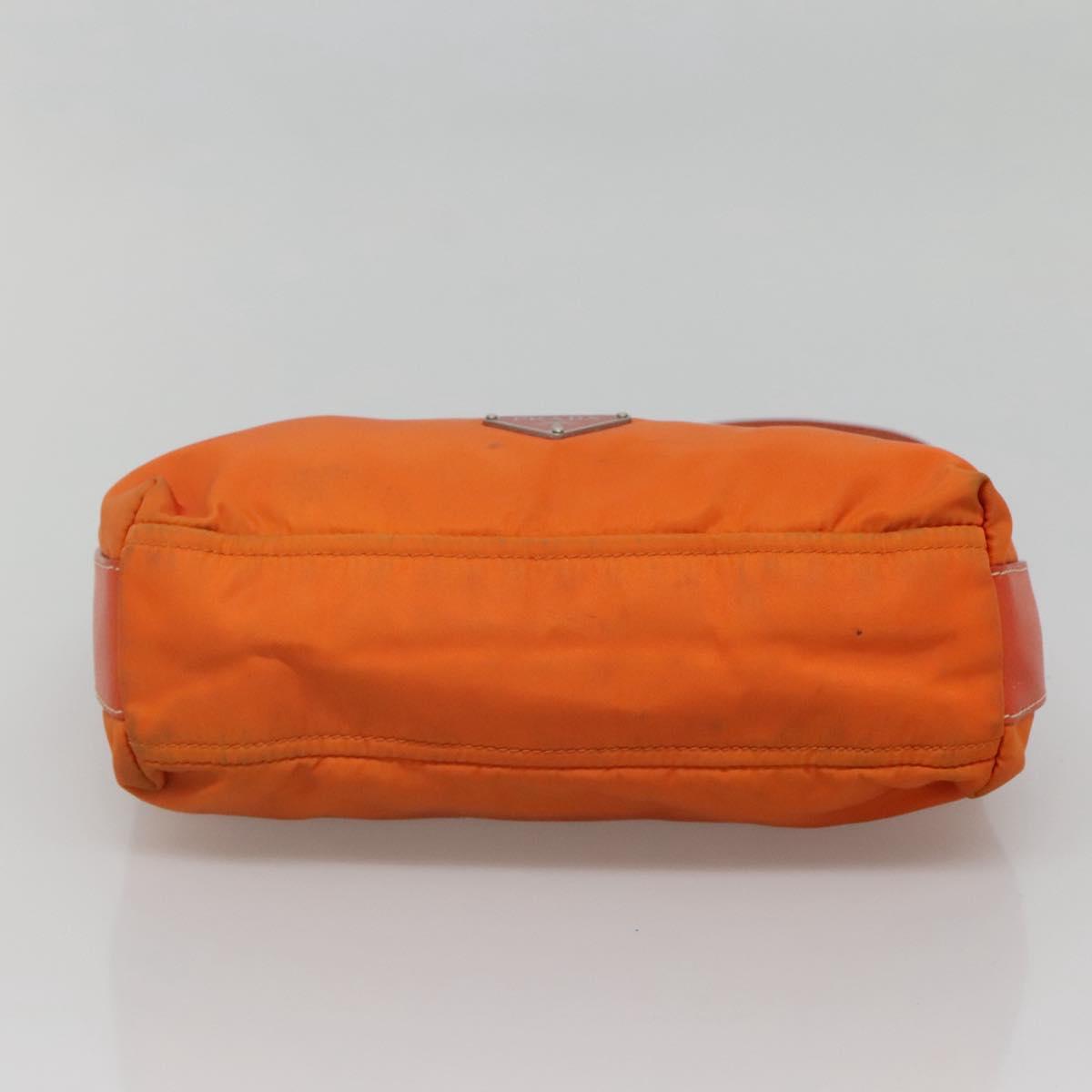 PRADA Shoulder Bag Nylon Orange Silver Auth 120954
