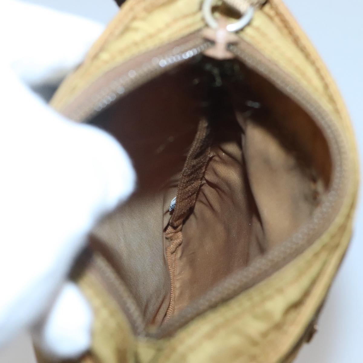 PRADA Shoulder Bag Nylon Brown Silver Auth 120961