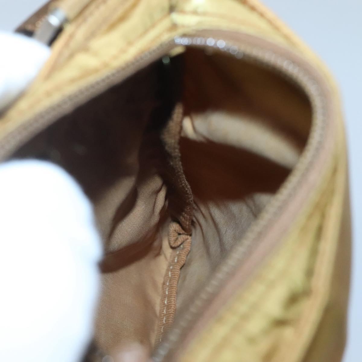 PRADA Shoulder Bag Nylon Brown Silver Auth 120961