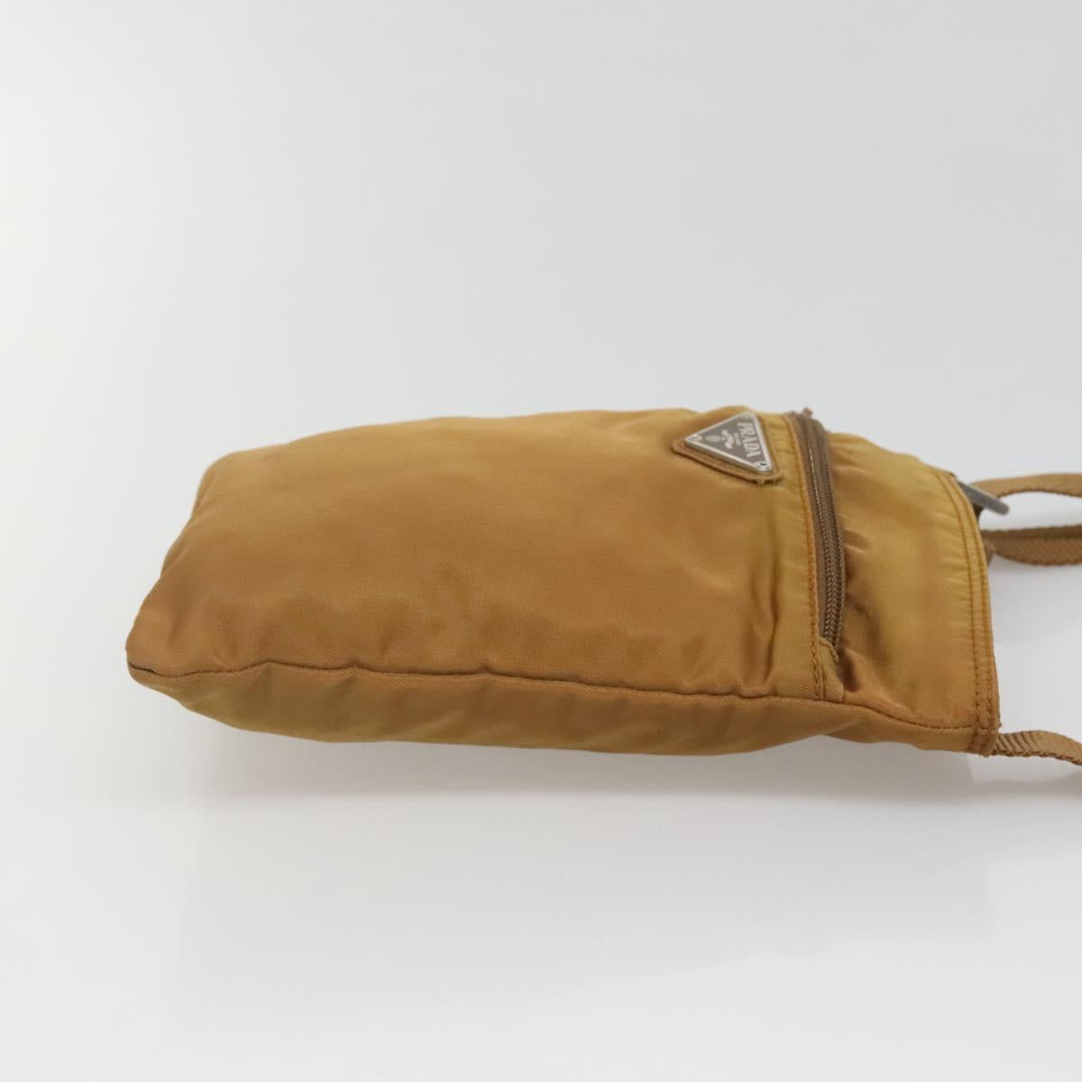 PRADA Shoulder Bag Nylon Brown Silver Auth 120961