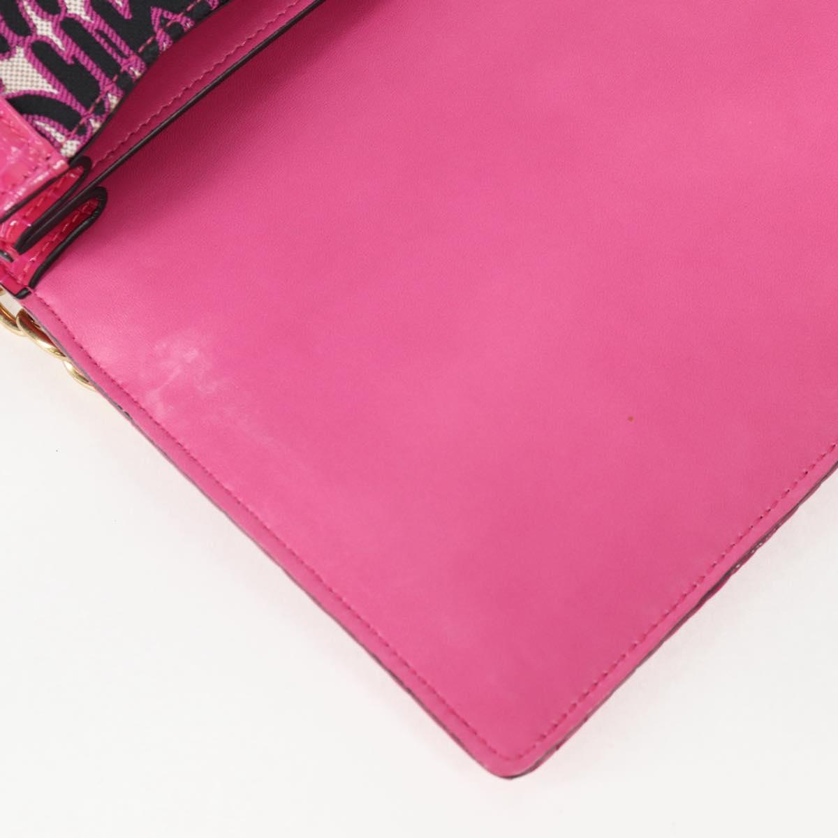 Miu Miu Chain Shoulder Bag Canvas Leather 2way Pink Gold Auth 120964AM