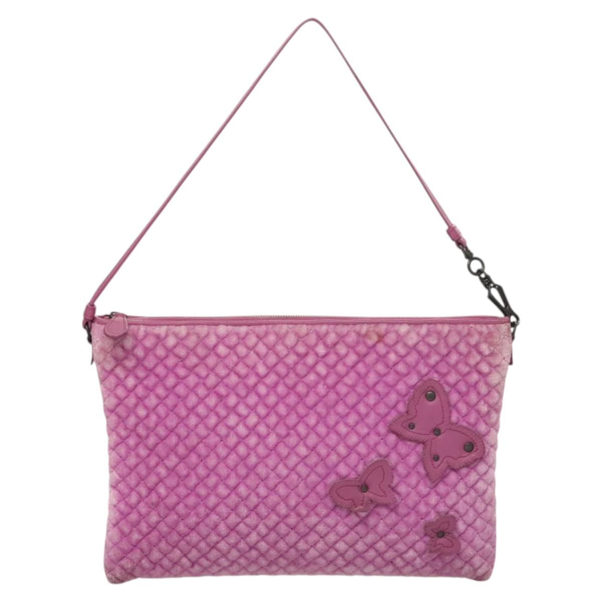 BOTTEGA VENETA Shoulder Bag Velor Purple Auth 120966