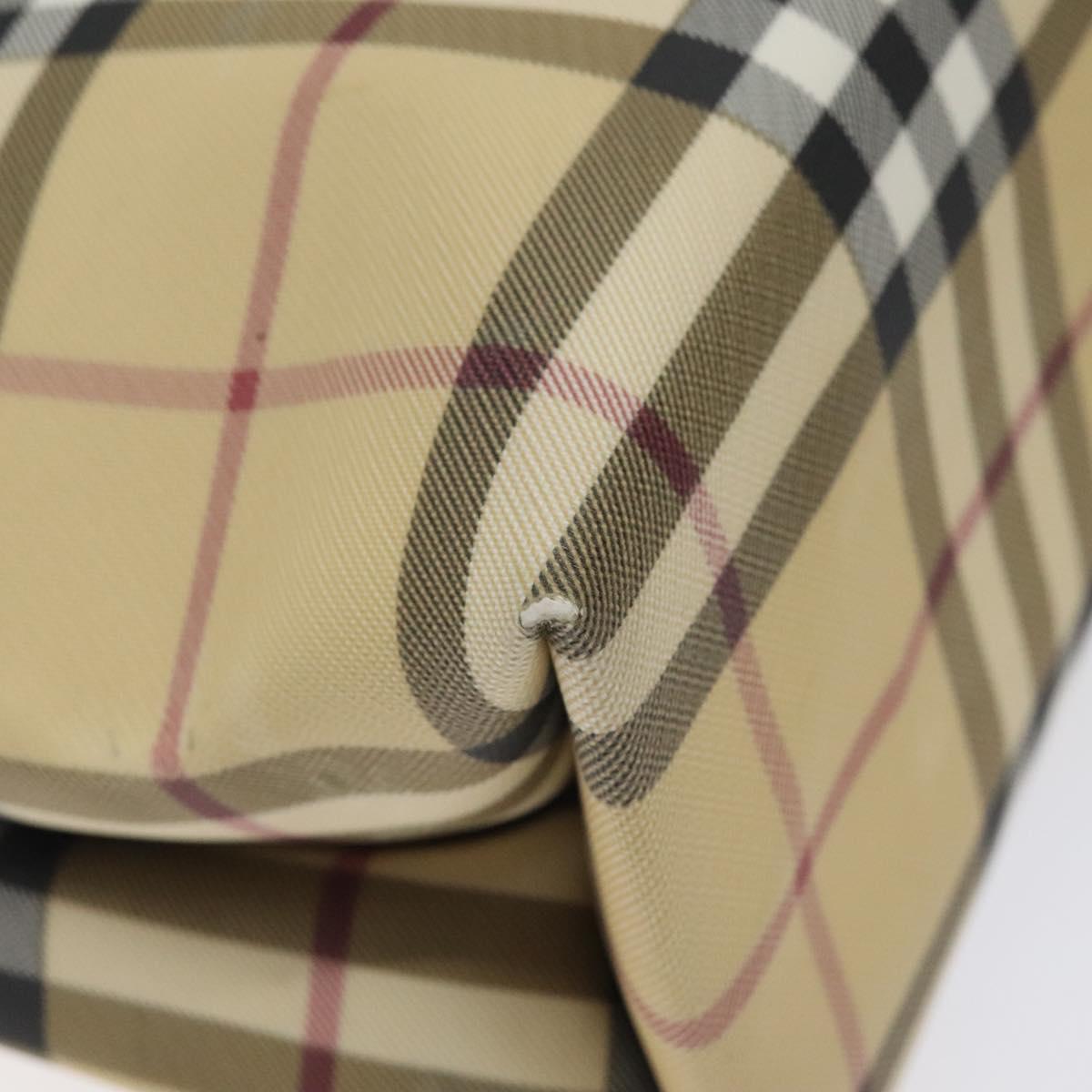 BURBERRY Nova Check Hand Bag PVC Beige Auth 120970
