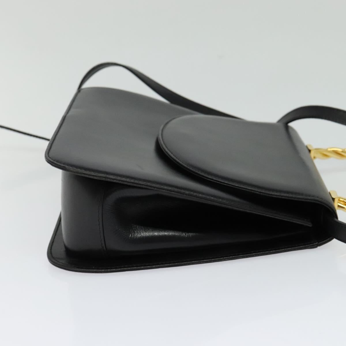 Salvatore Ferragamo Hand Bag Leather 2way Gold Black Auth 120974