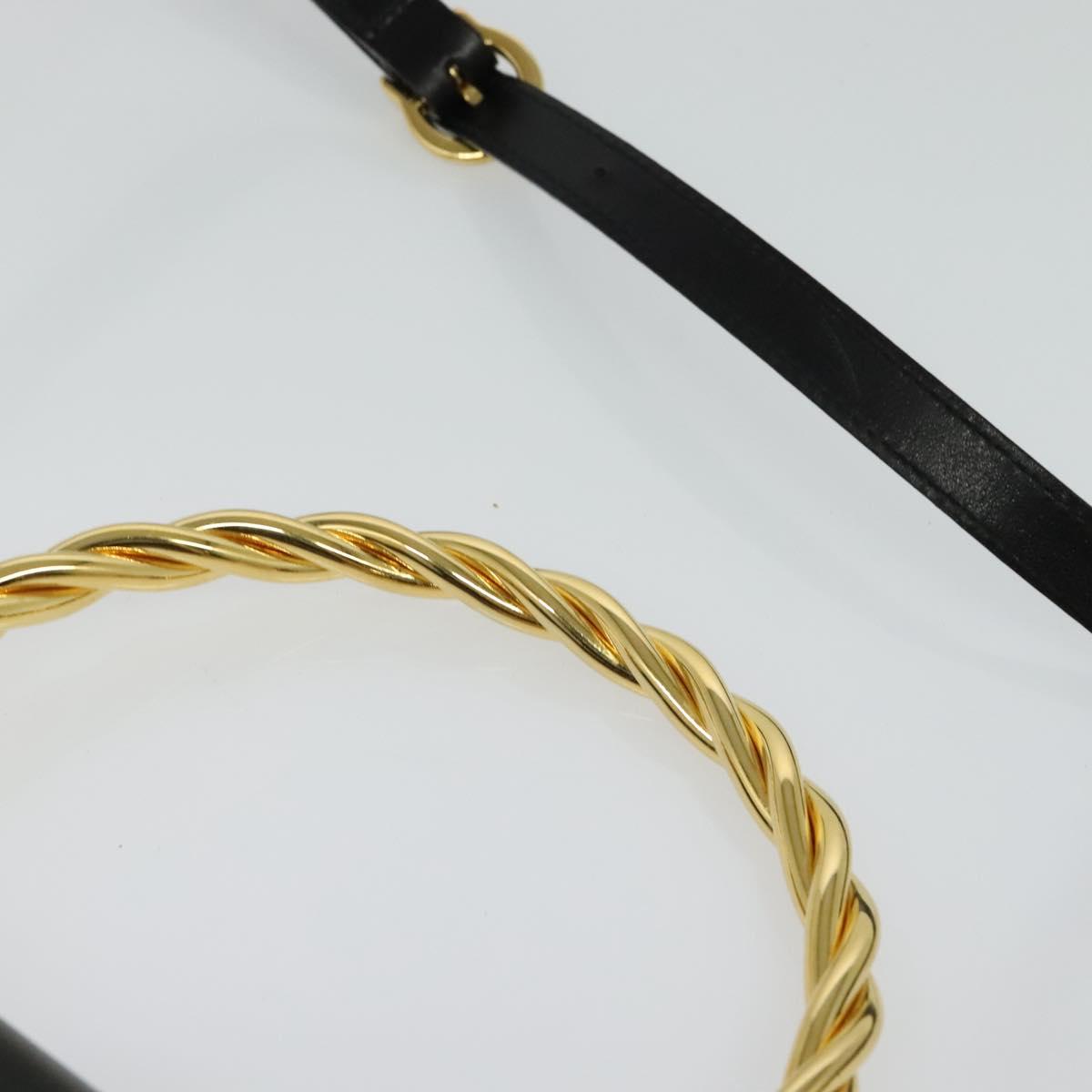 Salvatore Ferragamo Hand Bag Leather 2way Gold Black Auth 120974