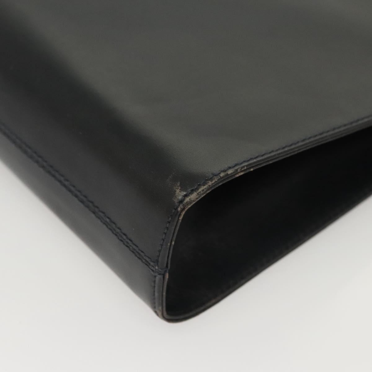 Salvatore Ferragamo Gancini Chain Shoulder Bag Leather Black Gold Auth 120975