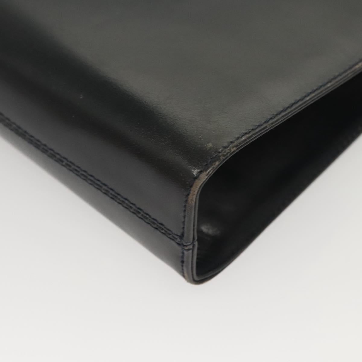 Salvatore Ferragamo Gancini Chain Shoulder Bag Leather Black Gold Auth 120975