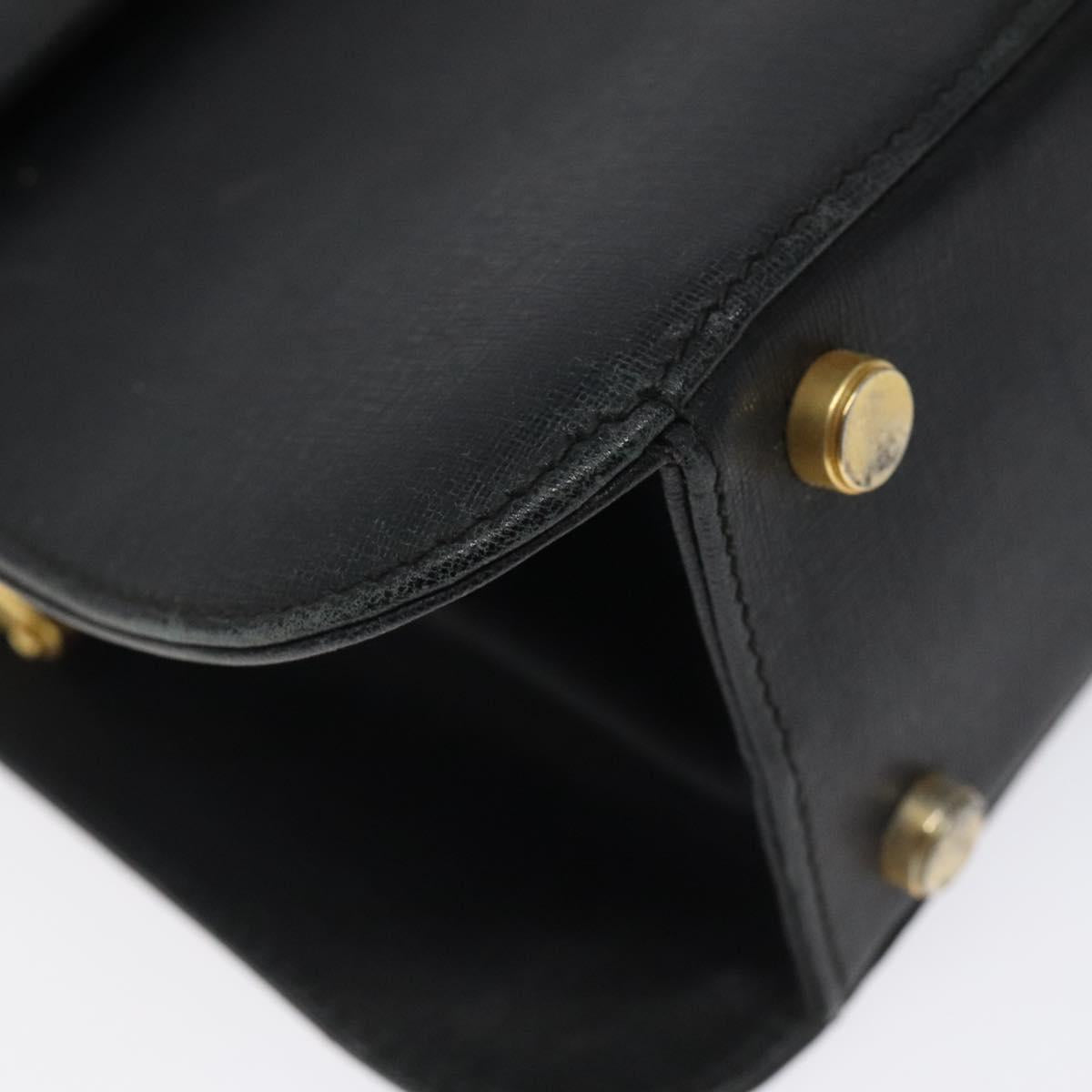 Salvatore Ferragamo Gancini Hand Bag Leather Black Gold Auth 120976