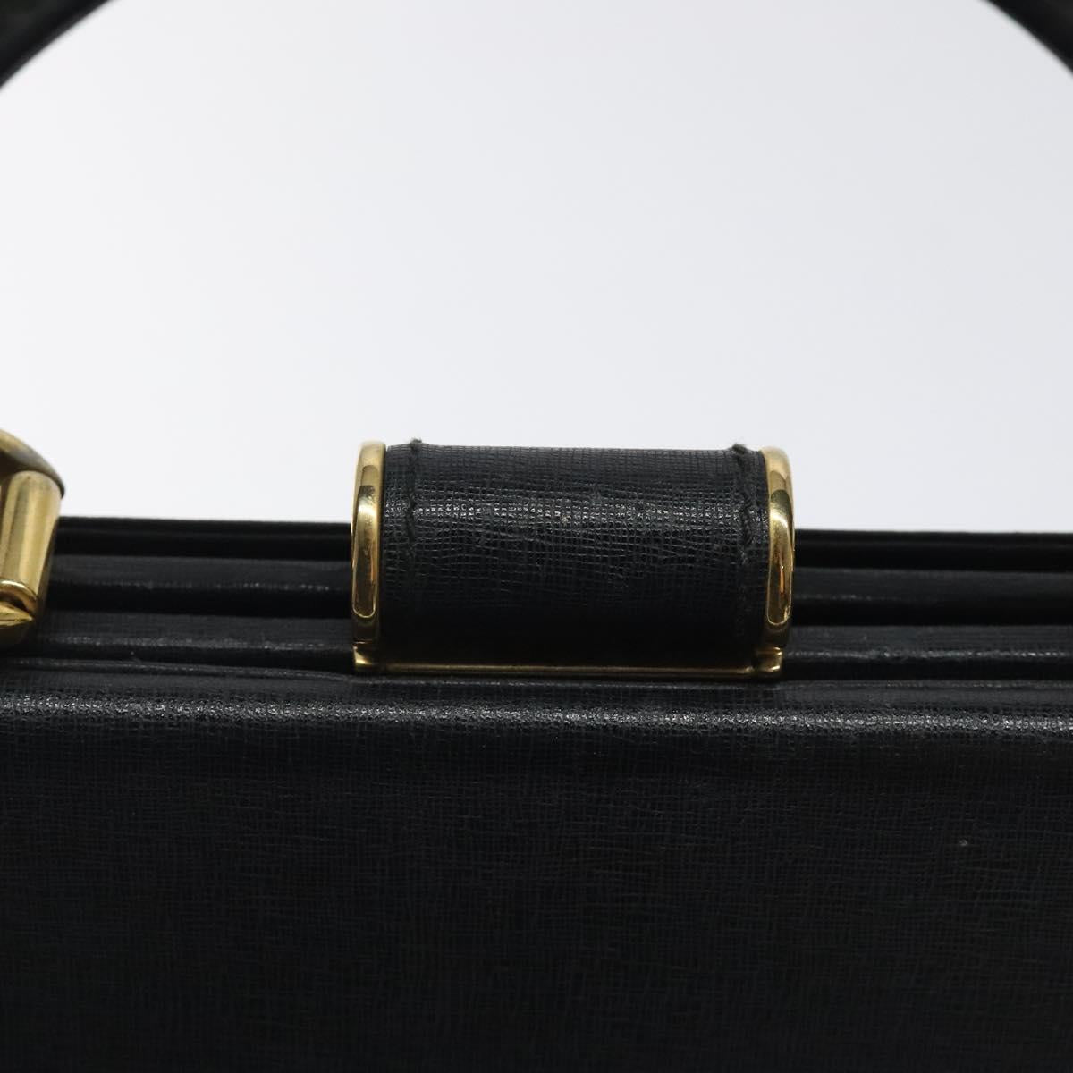 Salvatore Ferragamo Gancini Hand Bag Leather Black Gold Auth 120976
