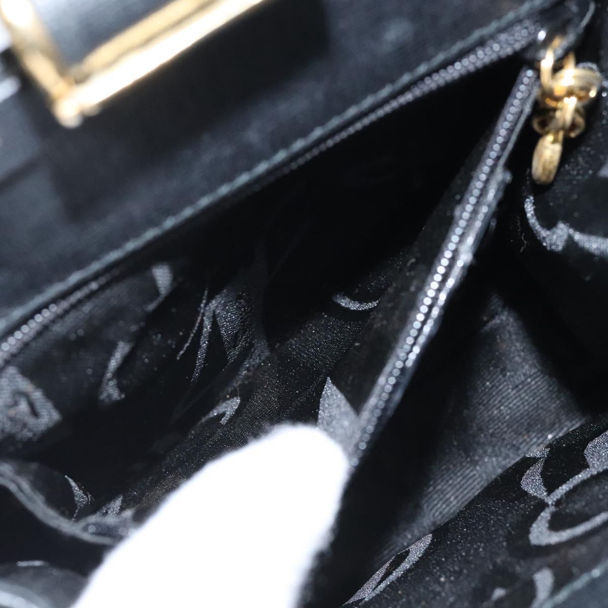 Salvatore Ferragamo Gancini Hand Bag Leather Black Gold Auth 120976