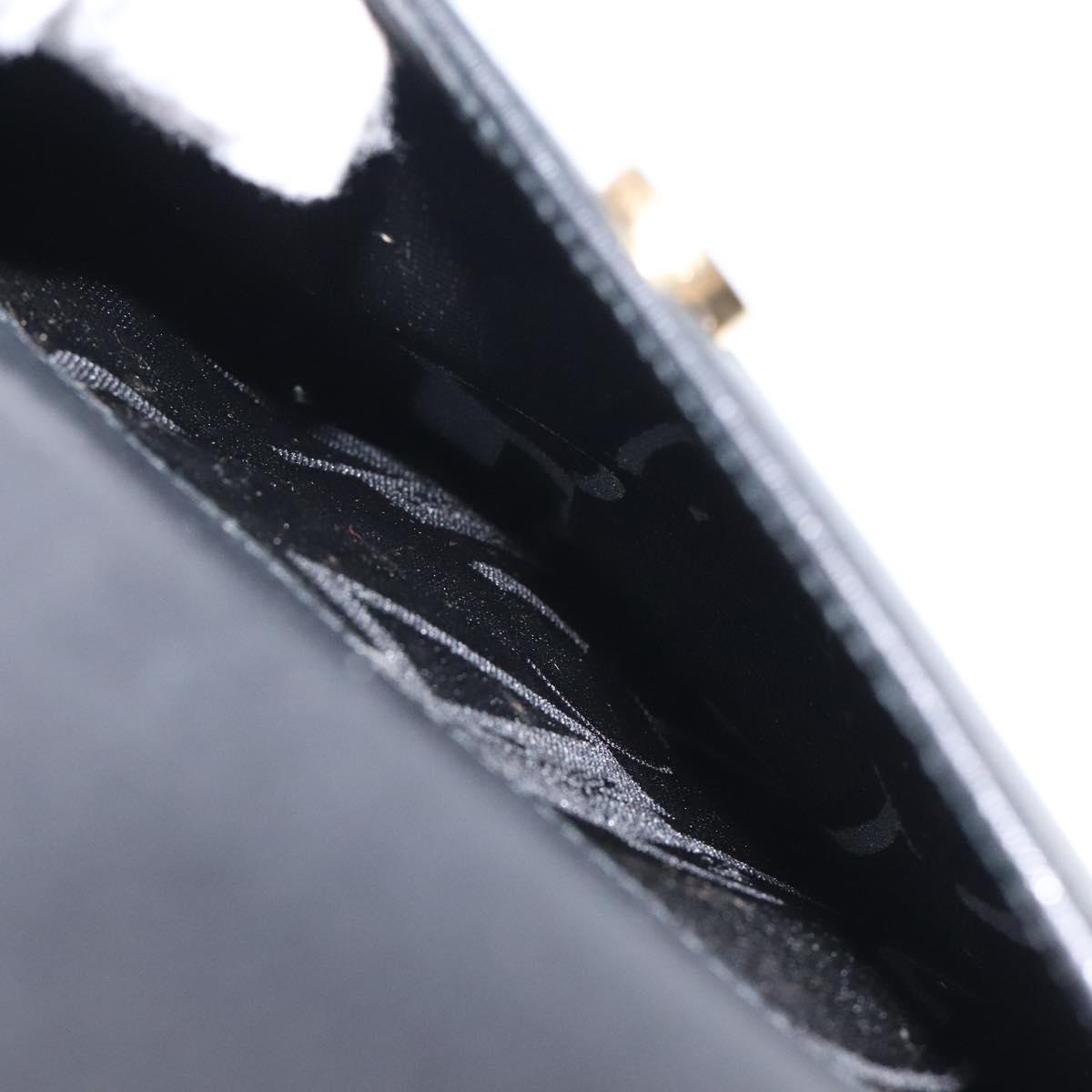 Salvatore Ferragamo Gancini Hand Bag Leather Black Gold Auth 120976