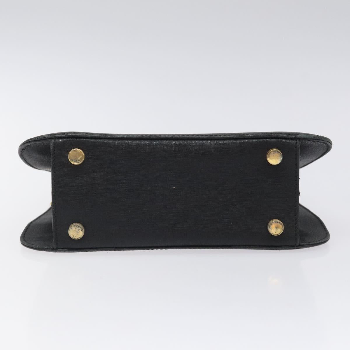 Salvatore Ferragamo Gancini Hand Bag Leather Black Gold Auth 120976