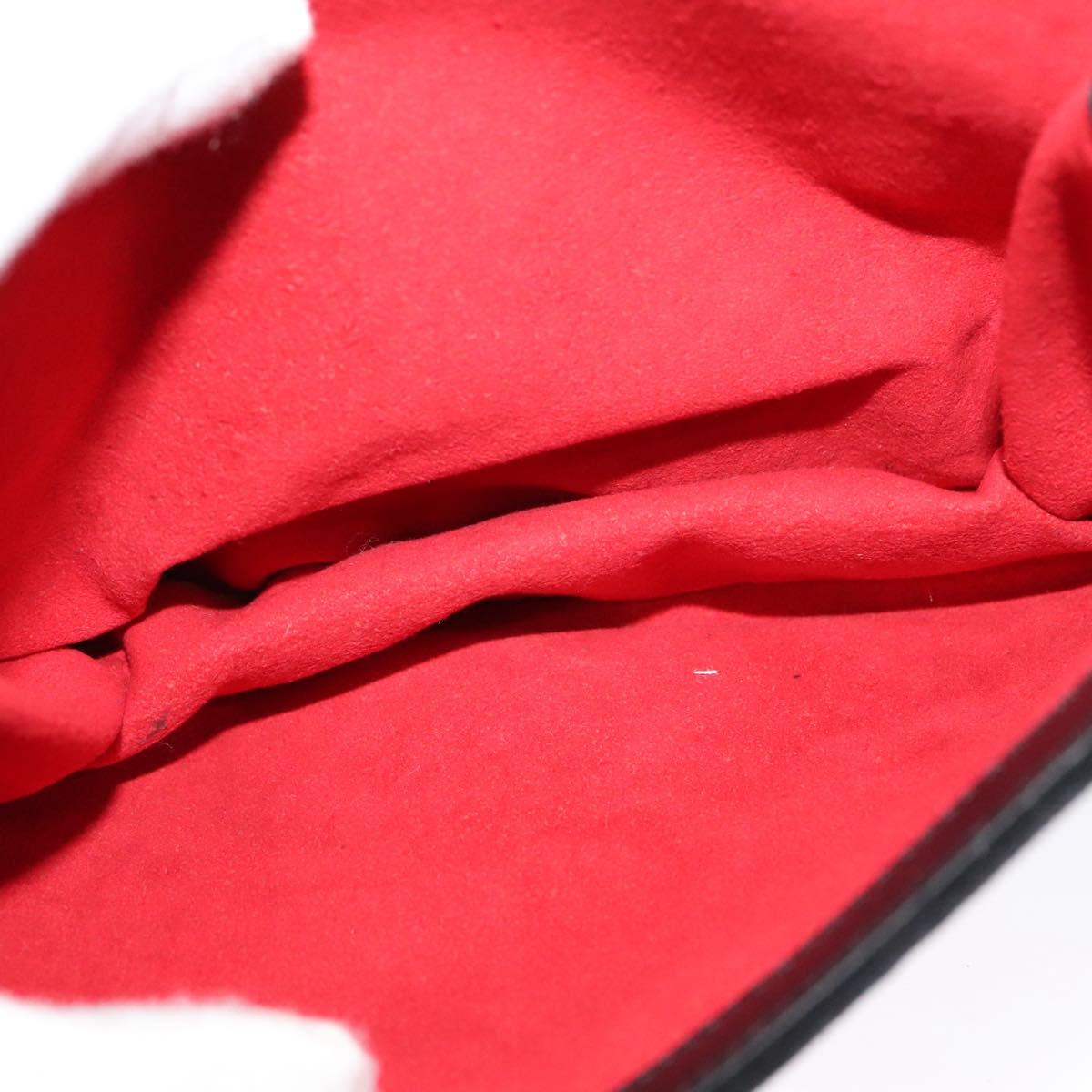 Salvatore Ferragamo Gancini Chain Shoulder Bag Suede Black Gold Auth 120977