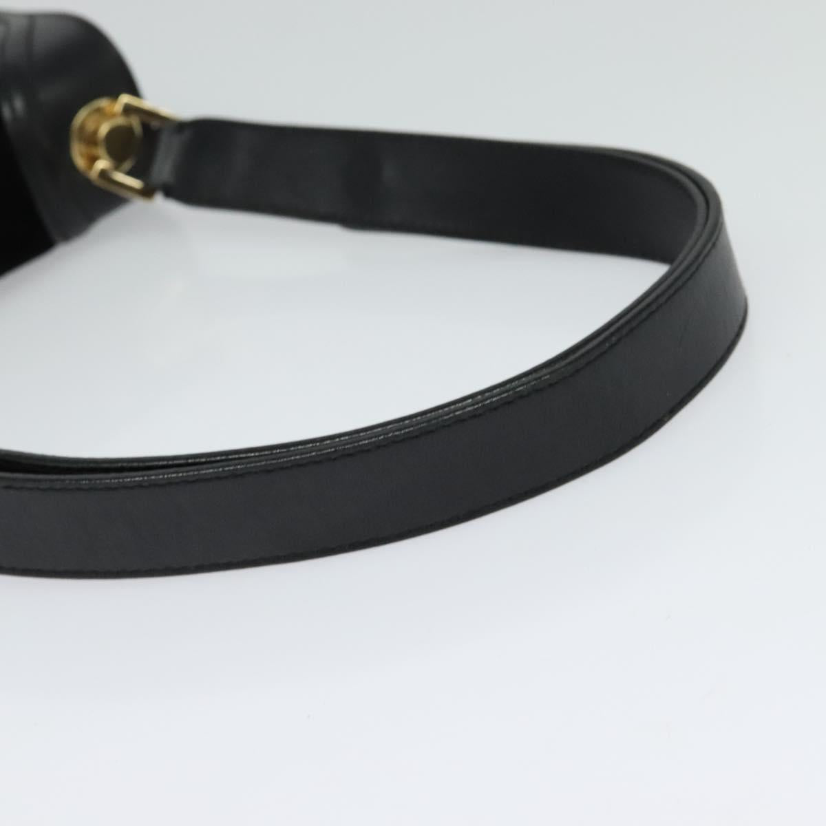 Salvatore Ferragamo Gancini Chain Shoulder Bag Suede Black Gold Auth 120977