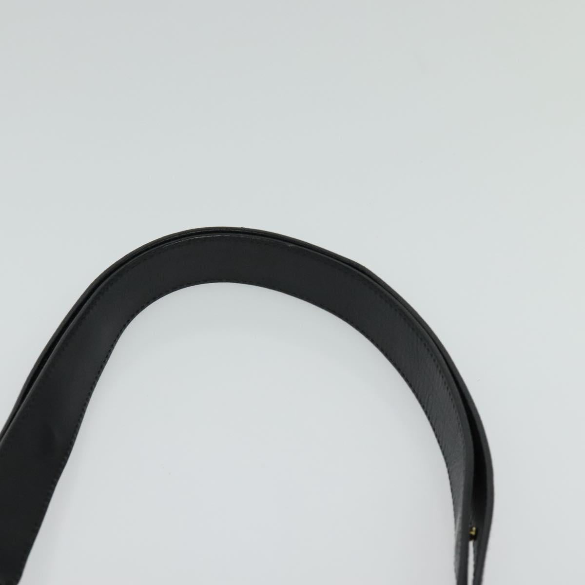 Salvatore Ferragamo Gancini Chain Shoulder Bag Suede Black Gold Auth 120977