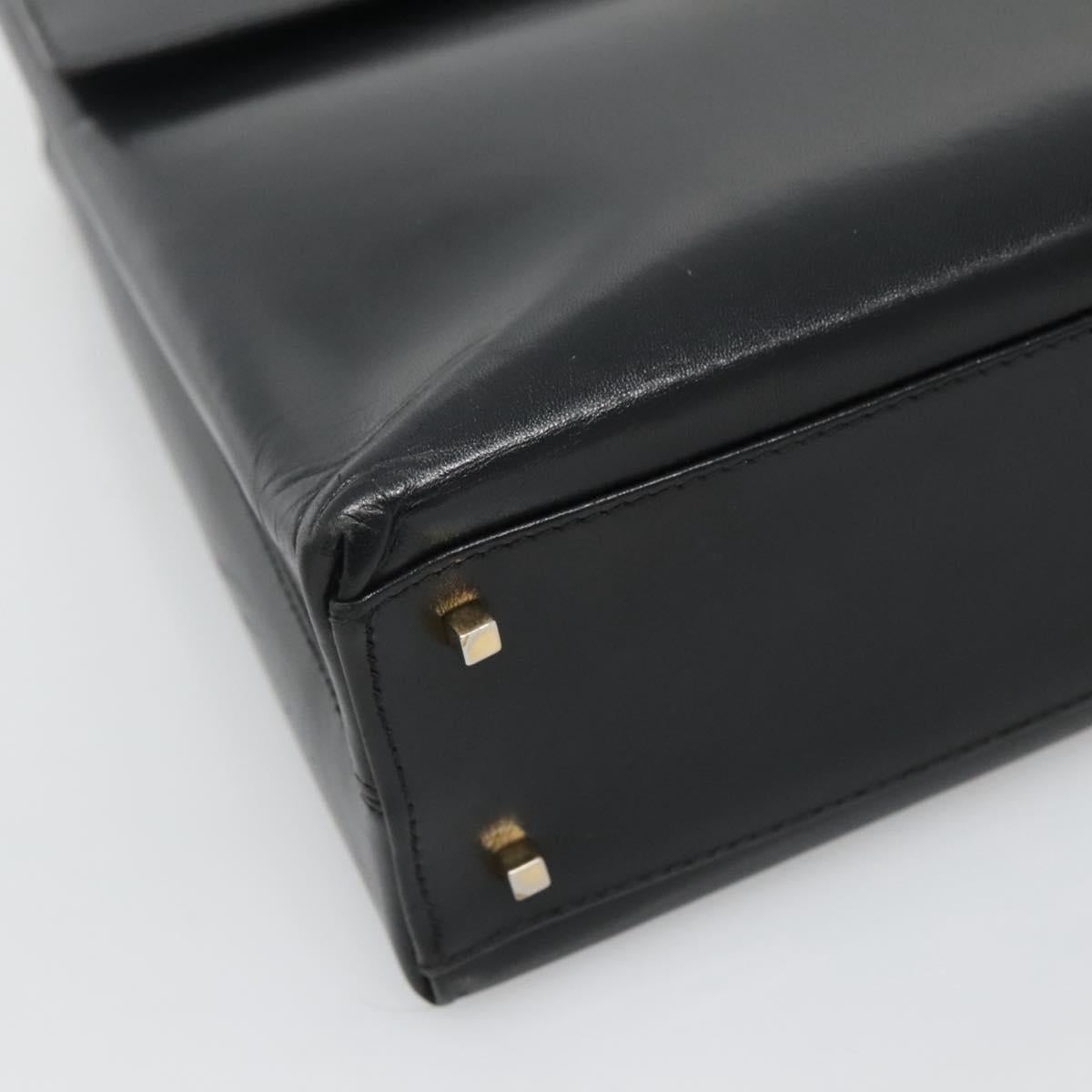 Salvatore Ferragamo Gancini Hand Bag Leather 2way Black Gold Auth 120978