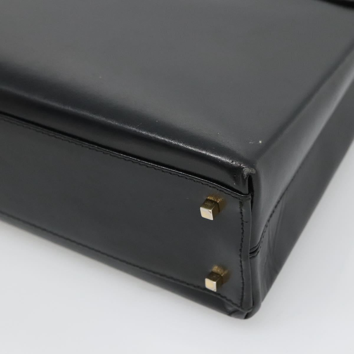 Salvatore Ferragamo Gancini Hand Bag Leather 2way Black Gold Auth 120978