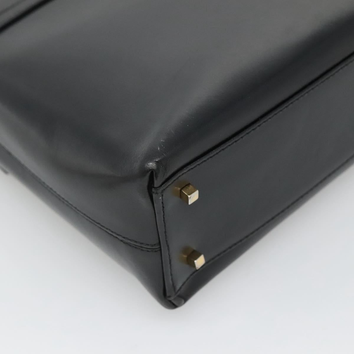 Salvatore Ferragamo Gancini Hand Bag Leather 2way Black Gold Auth 120978