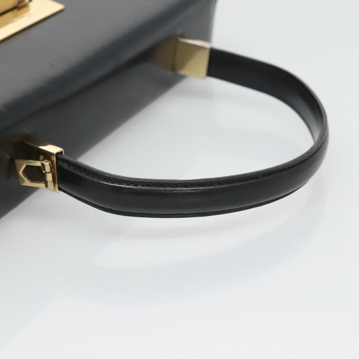 Salvatore Ferragamo Gancini Hand Bag Leather 2way Black Gold Auth 120978