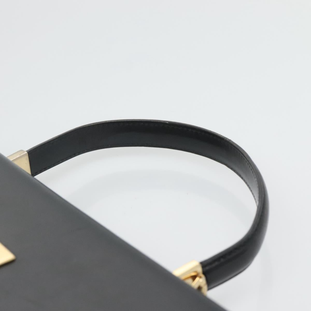 Salvatore Ferragamo Gancini Hand Bag Leather 2way Black Gold Auth 120978