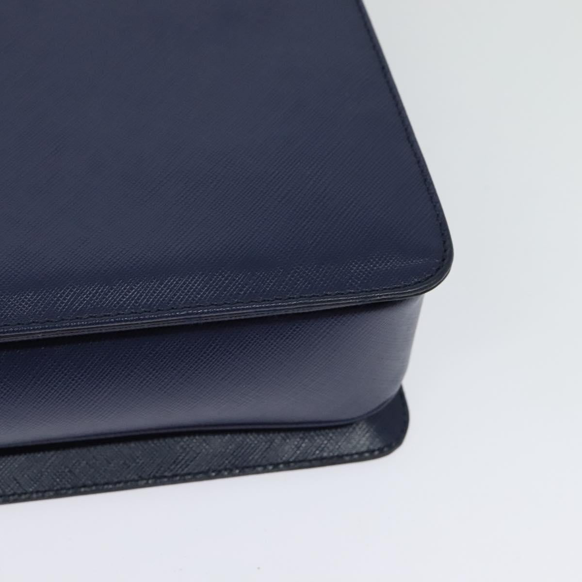 Salvatore Ferragamo Gancini Hand Bag Leather 2way Navy Gold Auth 120979