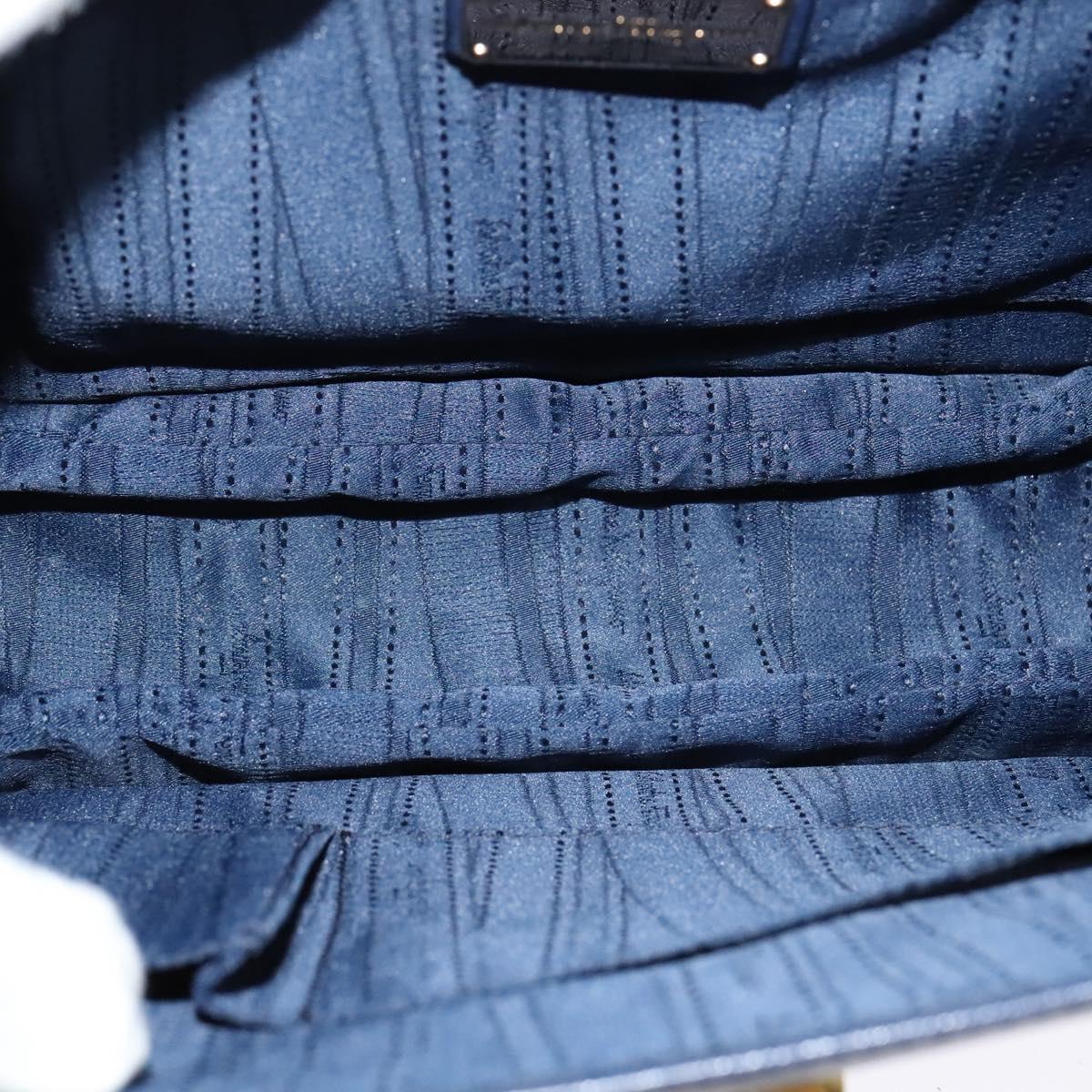 Salvatore Ferragamo Gancini Hand Bag Leather 2way Navy Gold Auth 120979