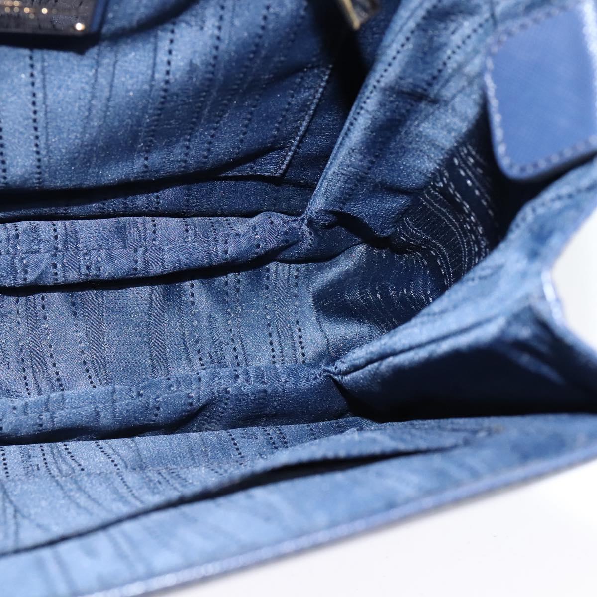 Salvatore Ferragamo Gancini Hand Bag Leather 2way Navy Gold Auth 120979