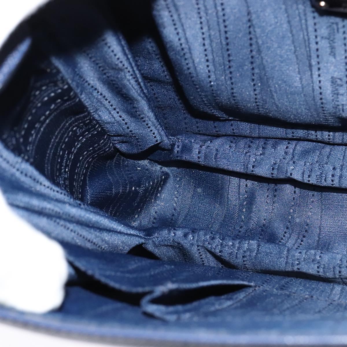 Salvatore Ferragamo Gancini Hand Bag Leather 2way Navy Gold Auth 120979