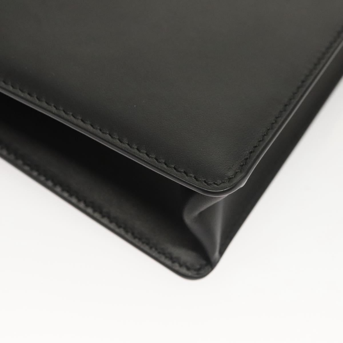 Salvatore Ferragamo Gancini Chain Shoulder Bag Leather Black Gold Auth 120981