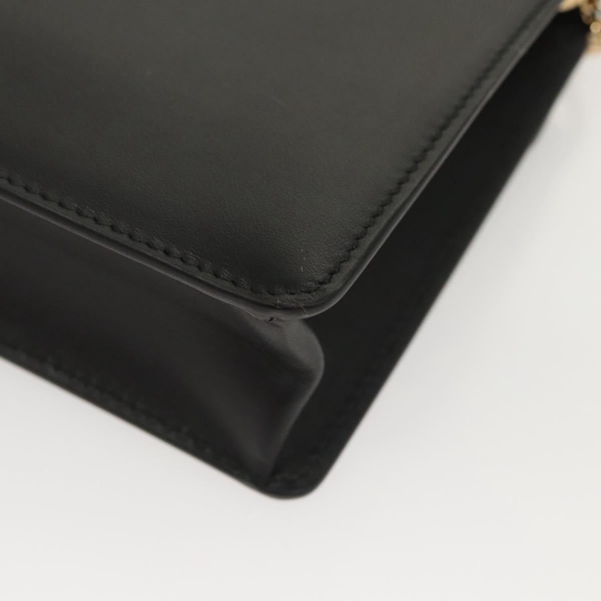 Salvatore Ferragamo Gancini Chain Shoulder Bag Leather Black Gold Auth 120981