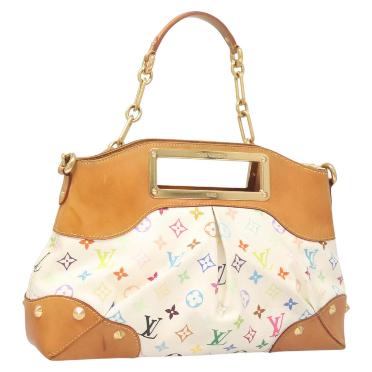 LOUIS VUITTON Monogram Multicolor Judy MM Hand Bag 2Way White M40255 Auth 121060