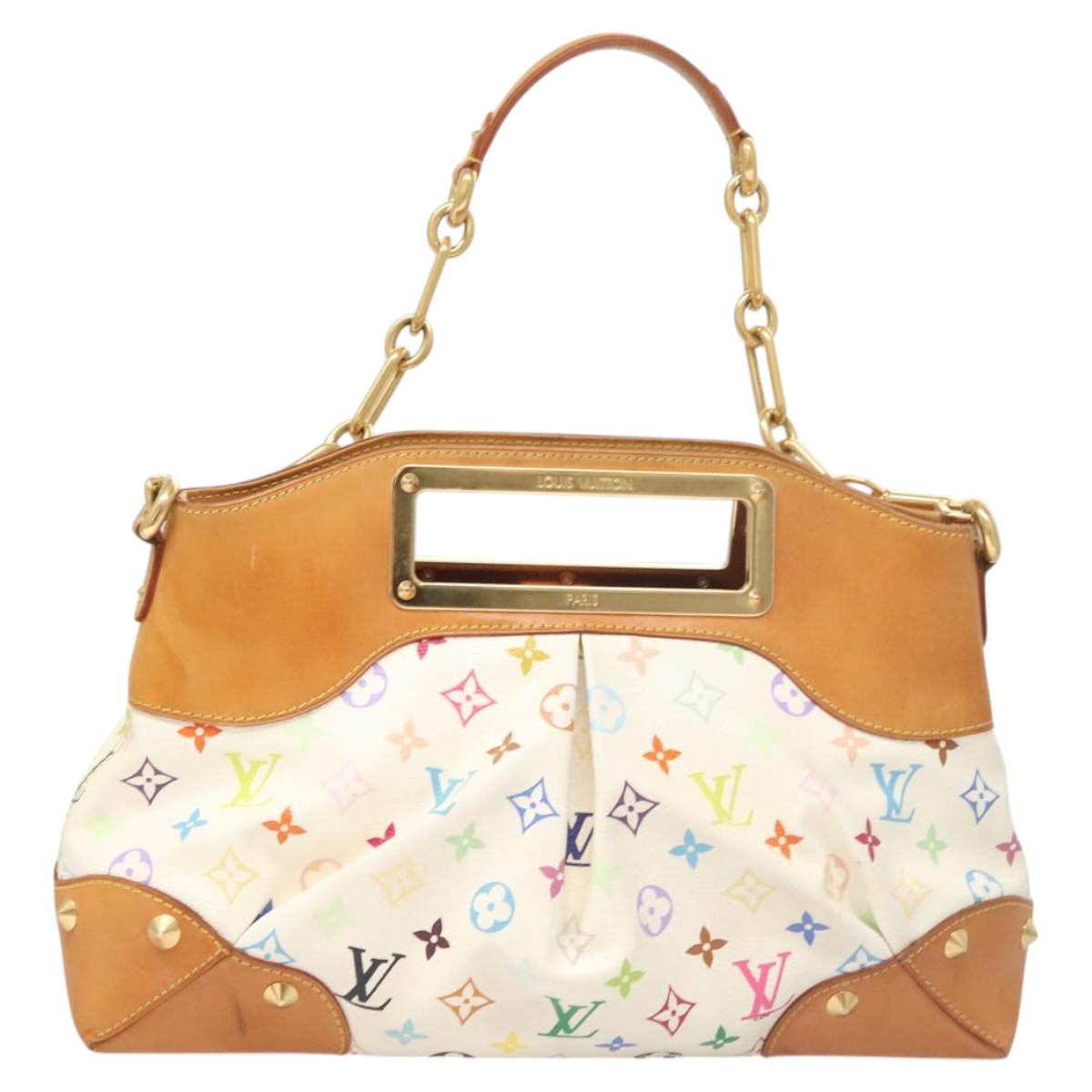 LOUIS VUITTON Monogram Multicolor Judy MM Hand Bag 2Way White M40255 Auth 121060