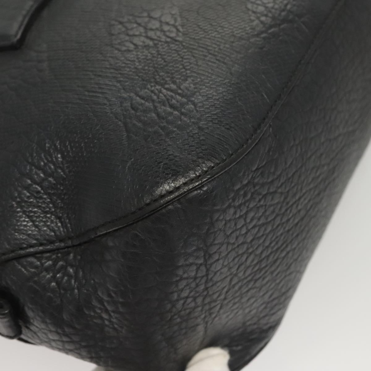 BURBERRY Hand Bag Leather Black Gold Auth 121067