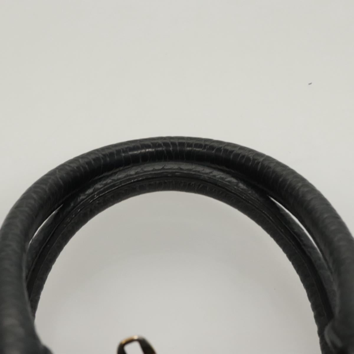 BURBERRY Hand Bag Leather Black Gold Auth 121067