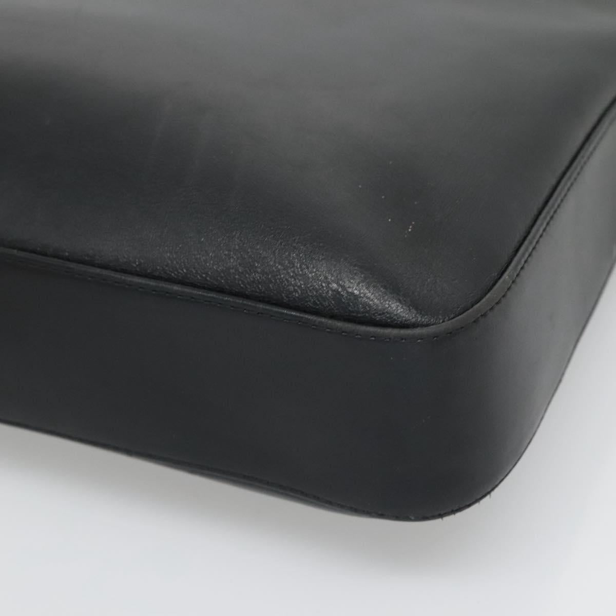 BURBERRY Hand Bag Leather Black Silver Auth 121079