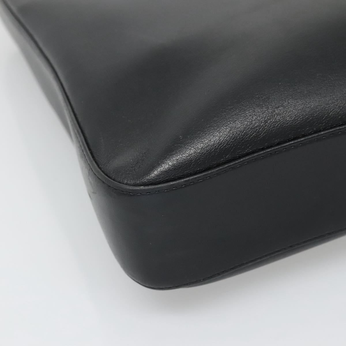 BURBERRY Hand Bag Leather Black Silver Auth 121079